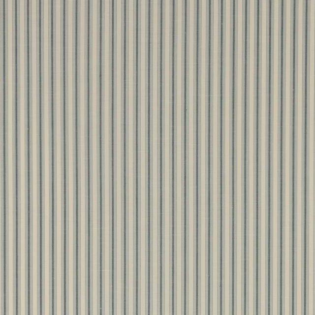 Narrow pale blue and cream striped fabric with a softly textured weave