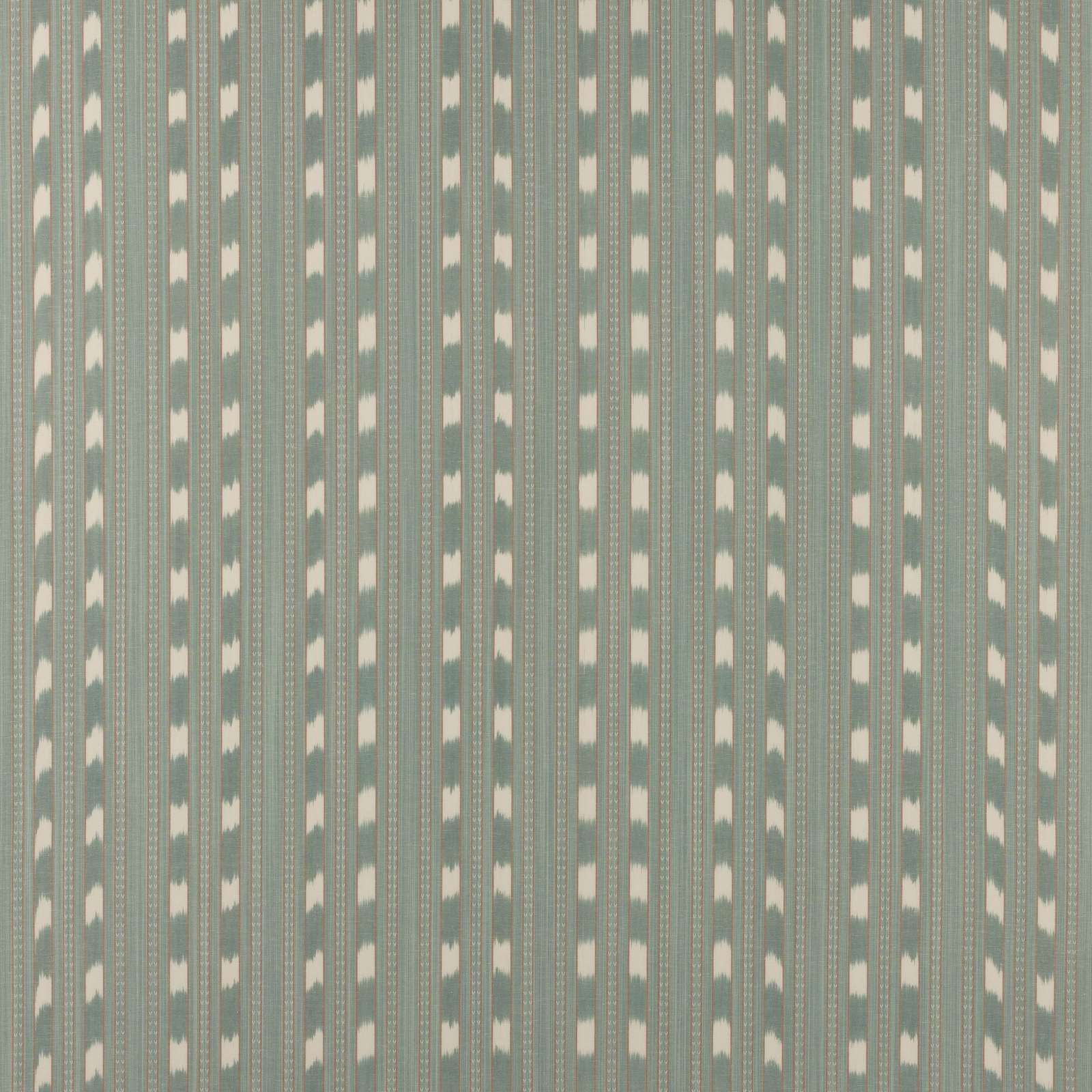 Vertical aqua and cream striped fabric with fine woven texture