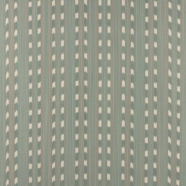 Vertical aqua and cream striped fabric with fine woven texture