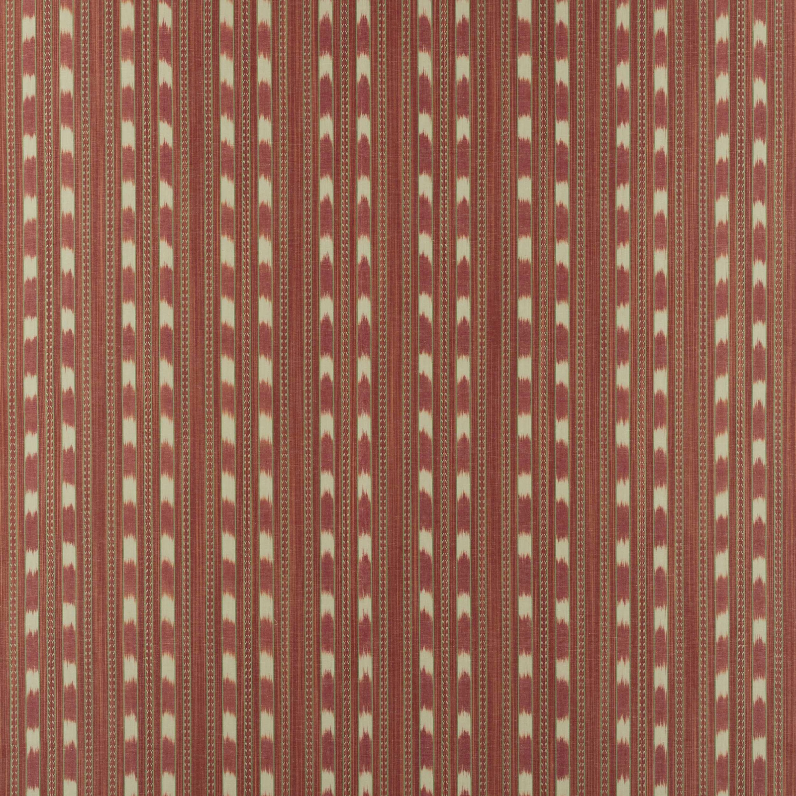 Vertical muted red and cream striped fabric with a fine woven texture