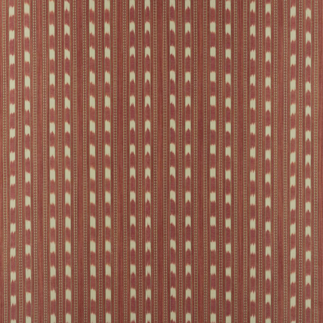 Vertical muted red and cream striped fabric with a fine woven texture