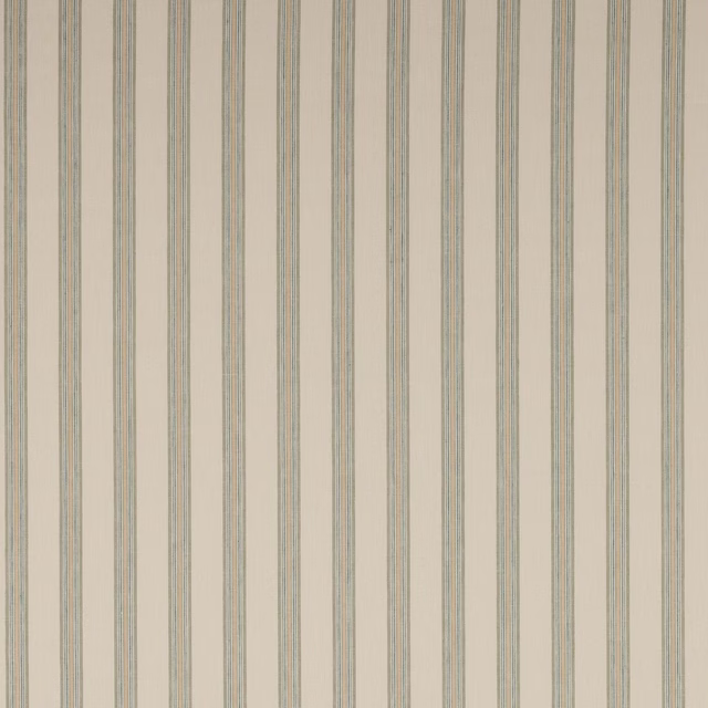 Fine old blue and beige vertical stripes on textured linen swatch