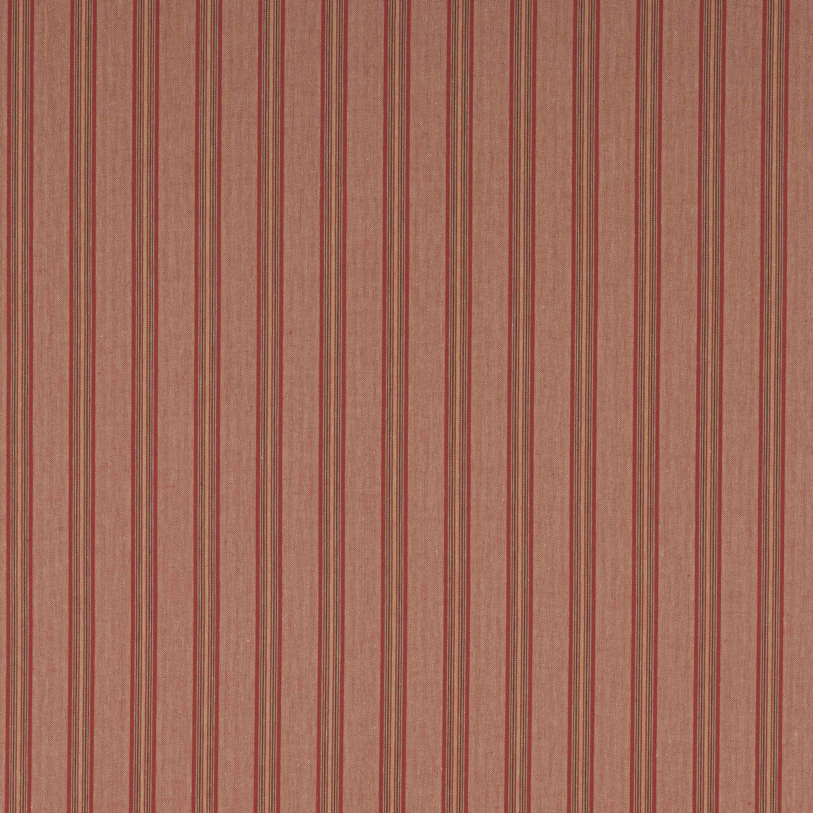 Muted red and terracotta vertical stripes on a linen fabric swatch