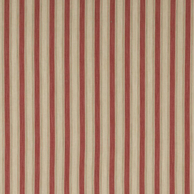Vertical fuchsia and beige striped fabric with a fine woven texture