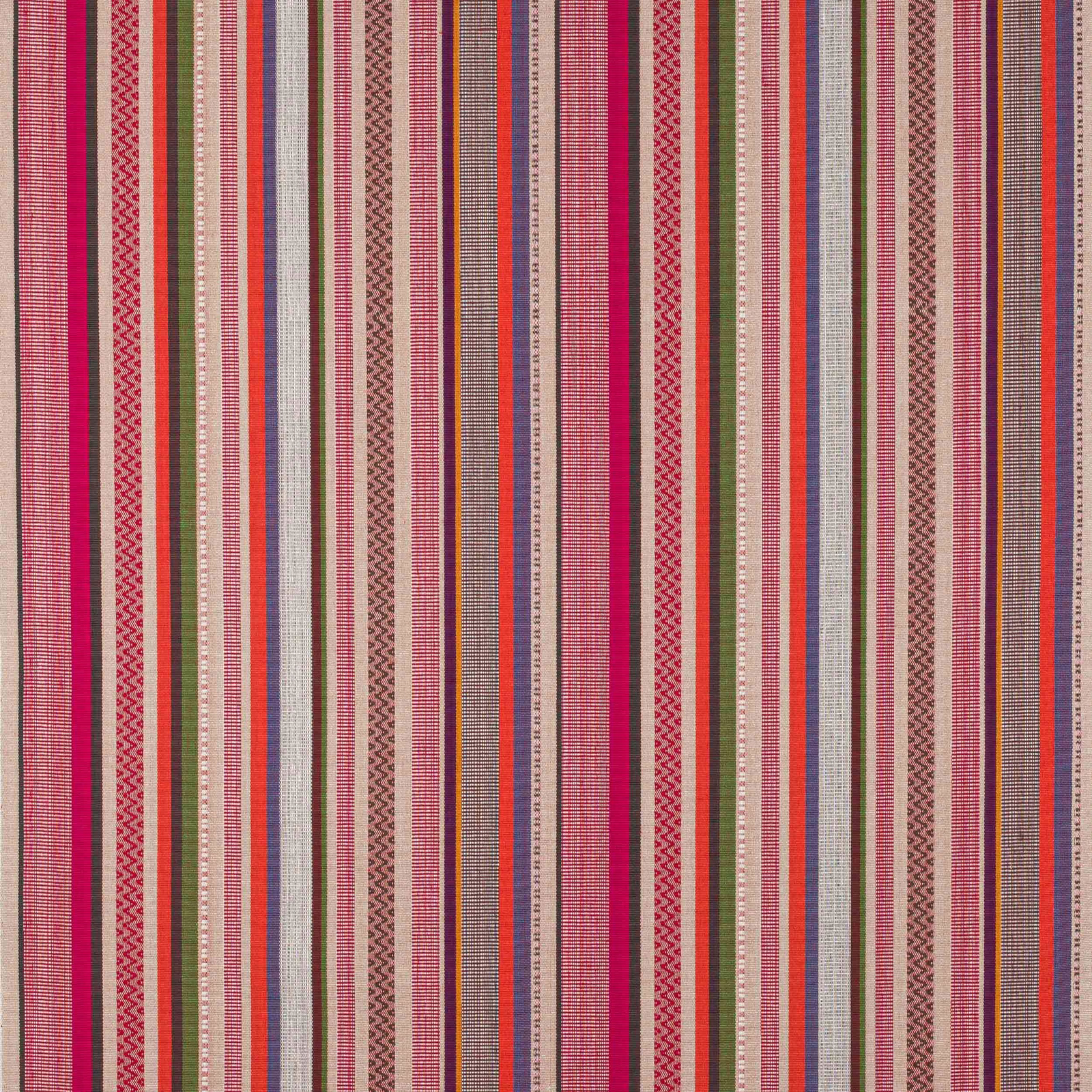 Vertical multicolour stripe fabric with pink, coral, sage and cream bands
