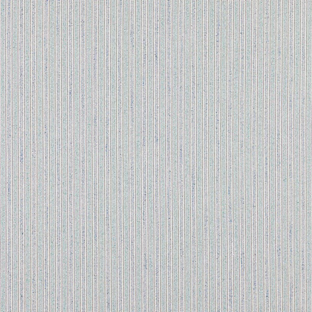 Fine vertical stripe fabric in soft powder blue, cream and white