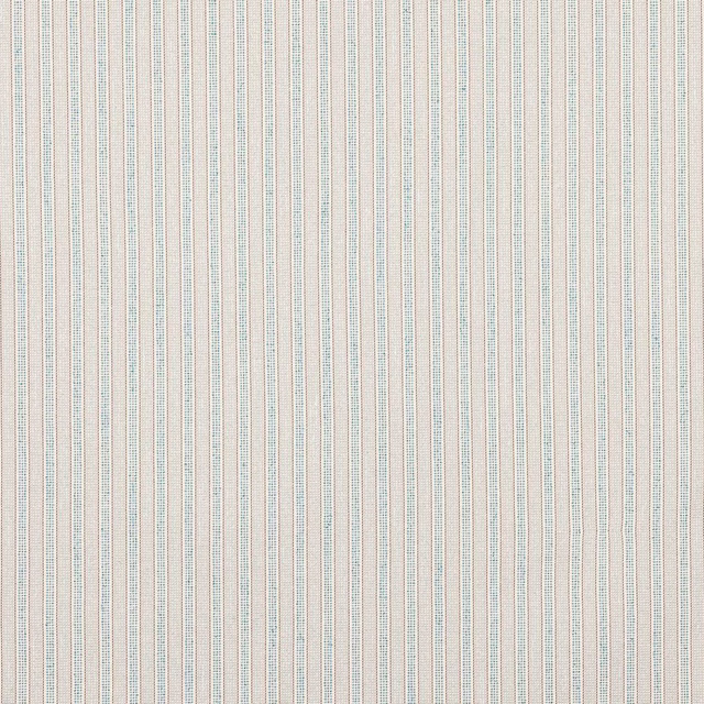 Pale teal and beige vertical stripe fabric on a light ground