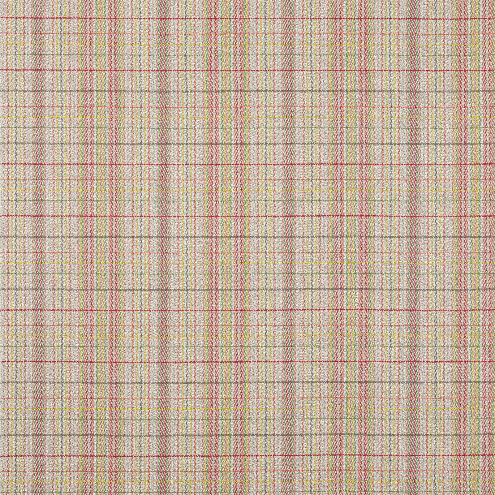 Pale checked fabric with fine red and green stripe detail