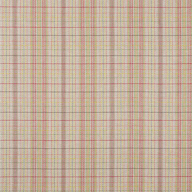 Pale checked fabric with fine red and green stripe detail