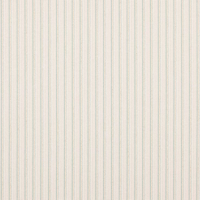 Pale aqua and cream fine vertical stripe fabric with woven texture