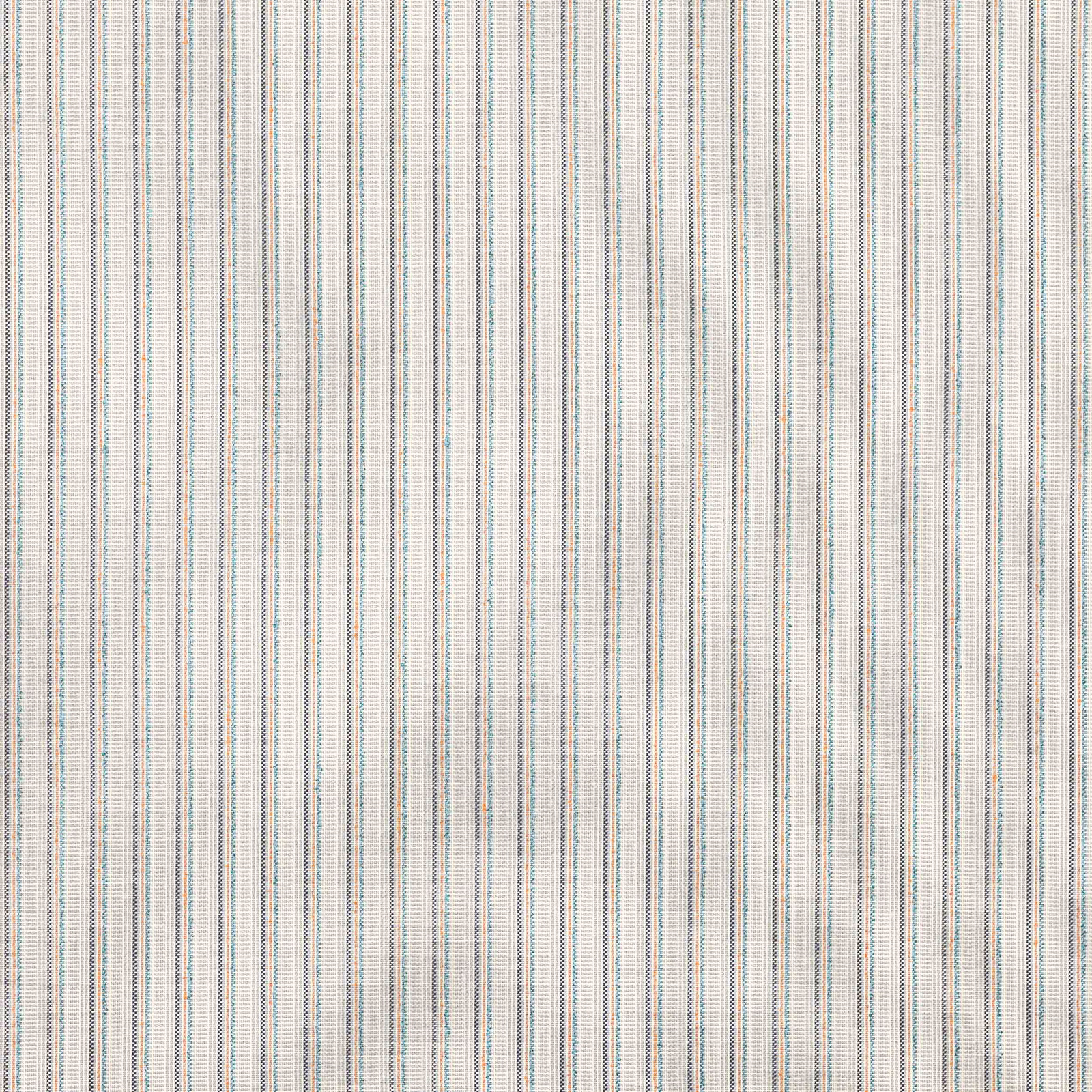 Fine vertical stripe fabric in pale ground, indigo and copper threads