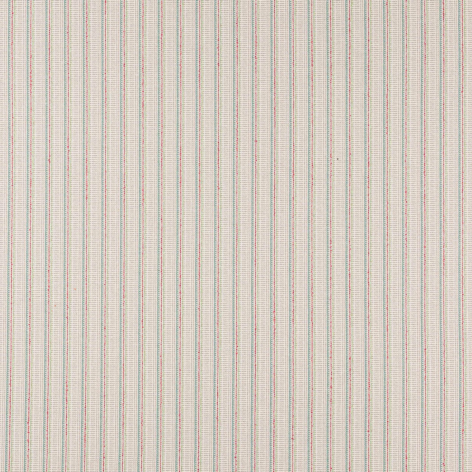 Pale striped fabric swatch with fine pink, green and blue vertical lines