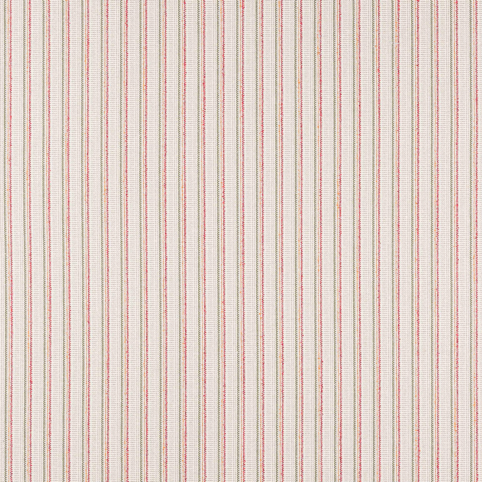 Fine red and muted green pinstripes on a warm cream woven fabric