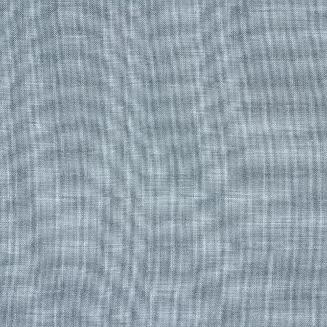 Pale icy blue linen swatch with fine plain weave and soft texture