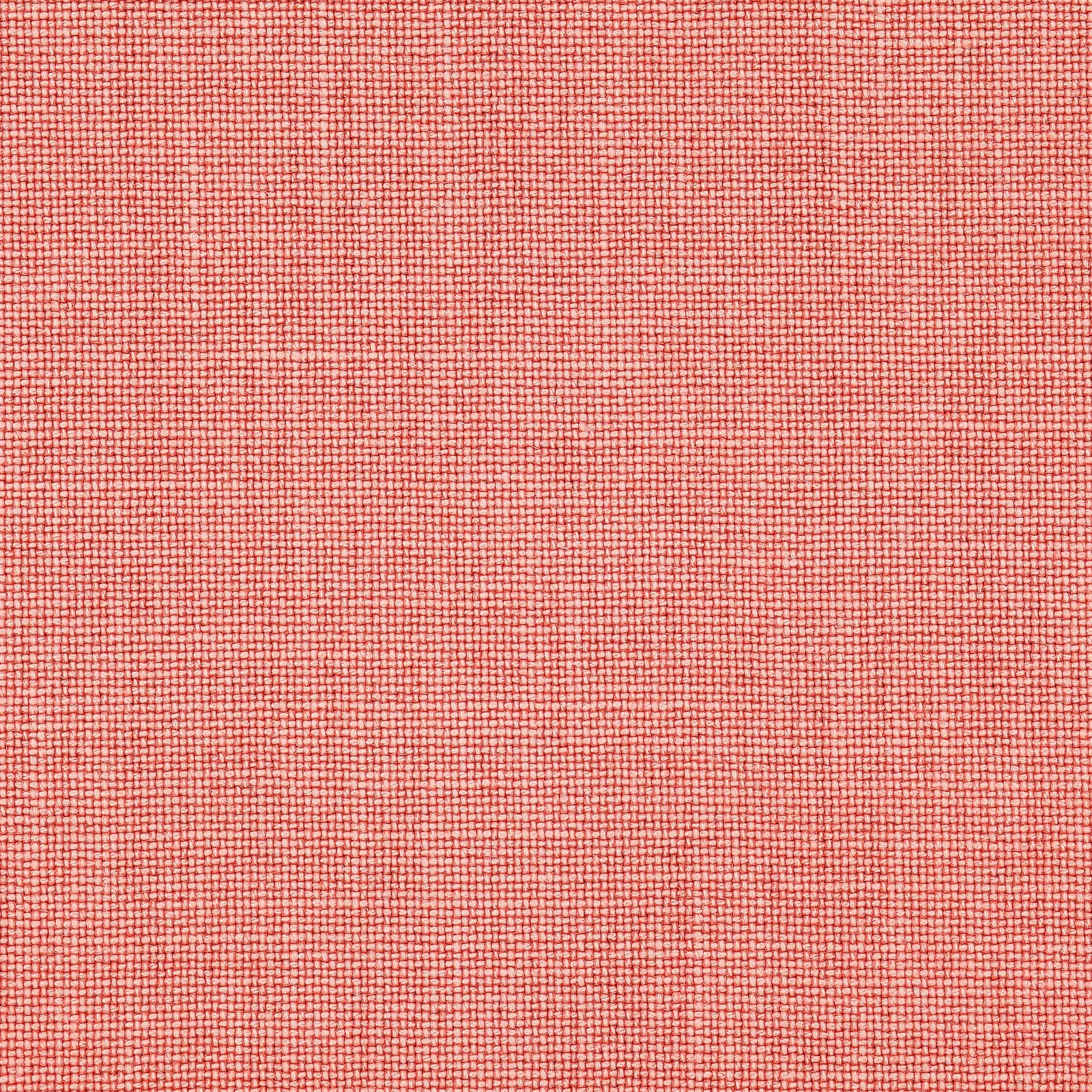 Coral pink plain-woven linen swatch with fine textured grid