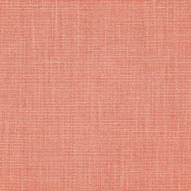 Coral pink plain-woven linen swatch with fine textured grid