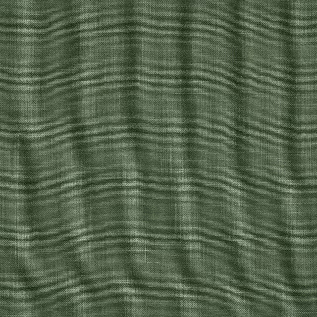 Muted forest green linen fabric with a fine, plain woven texture
