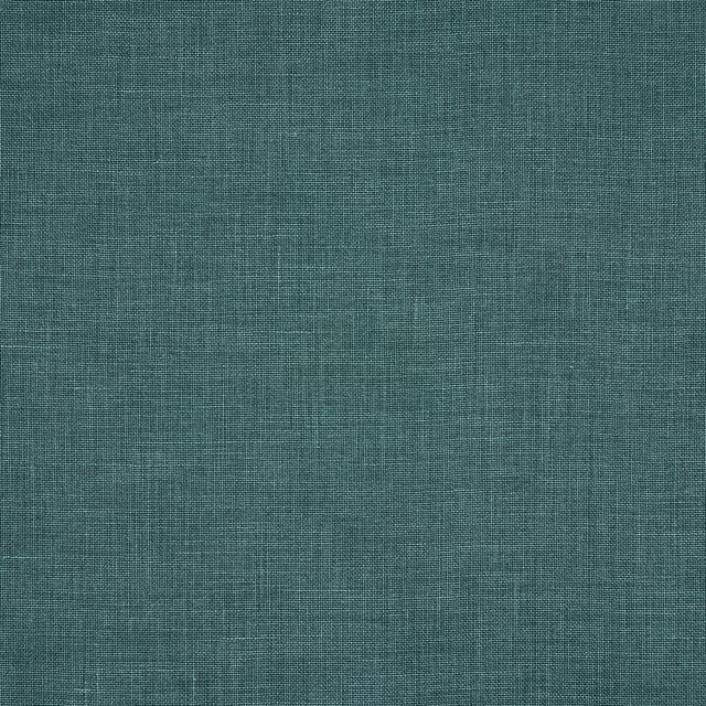 Muted teal linen swatch with fine plain weave and soft slubby texture