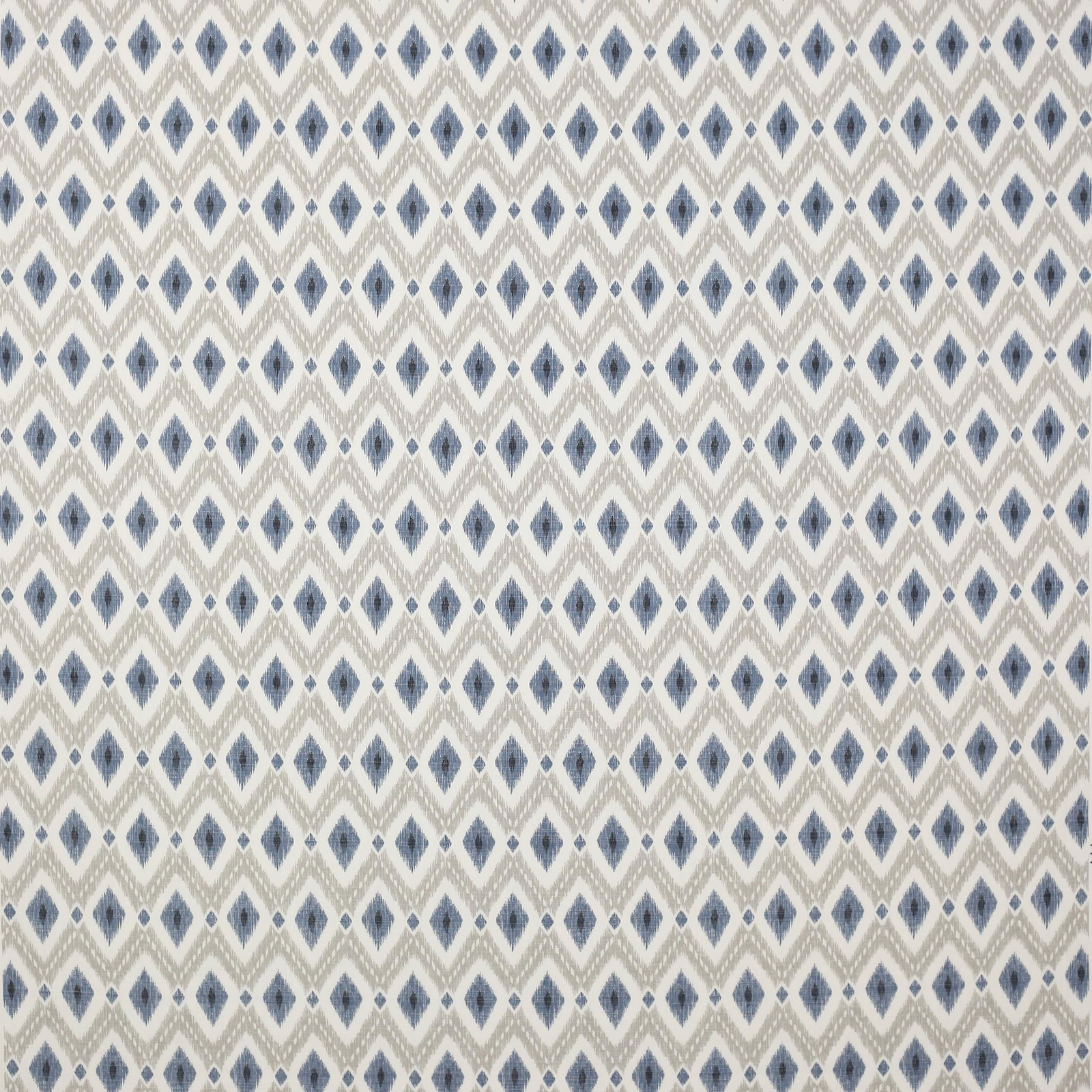 Small blue diamond geometric cotton fabric on an ivory ground