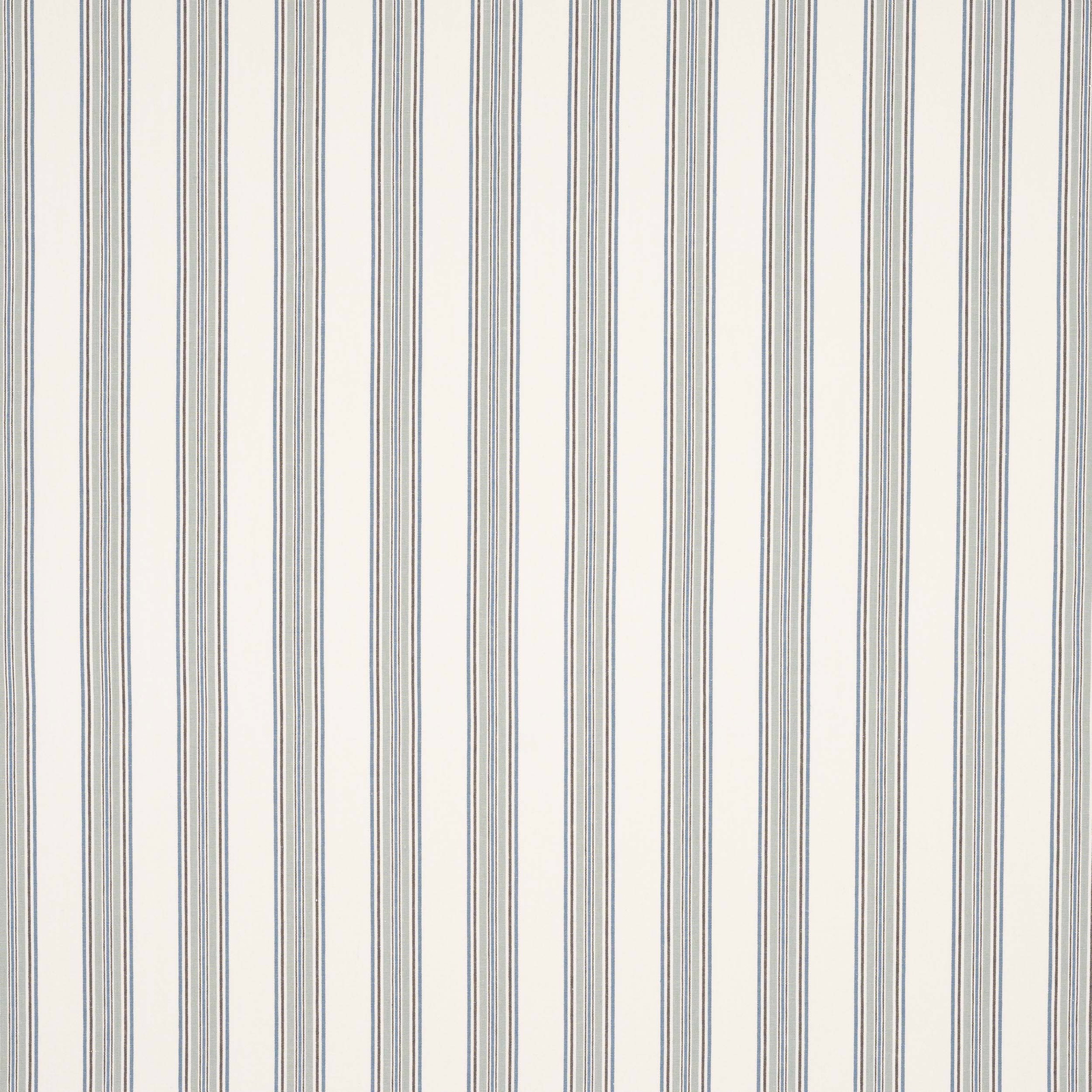 Pale blue and ivory vertical striped fabric with fine woven lines