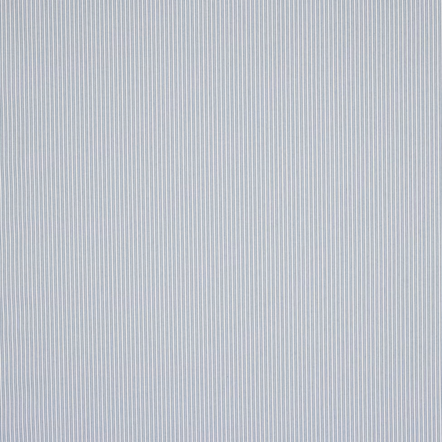 Fine vertical powder blue and white pinstripe fabric swatch