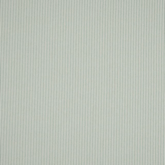 Fine soft sage green pinstripe fabric on a pale ground