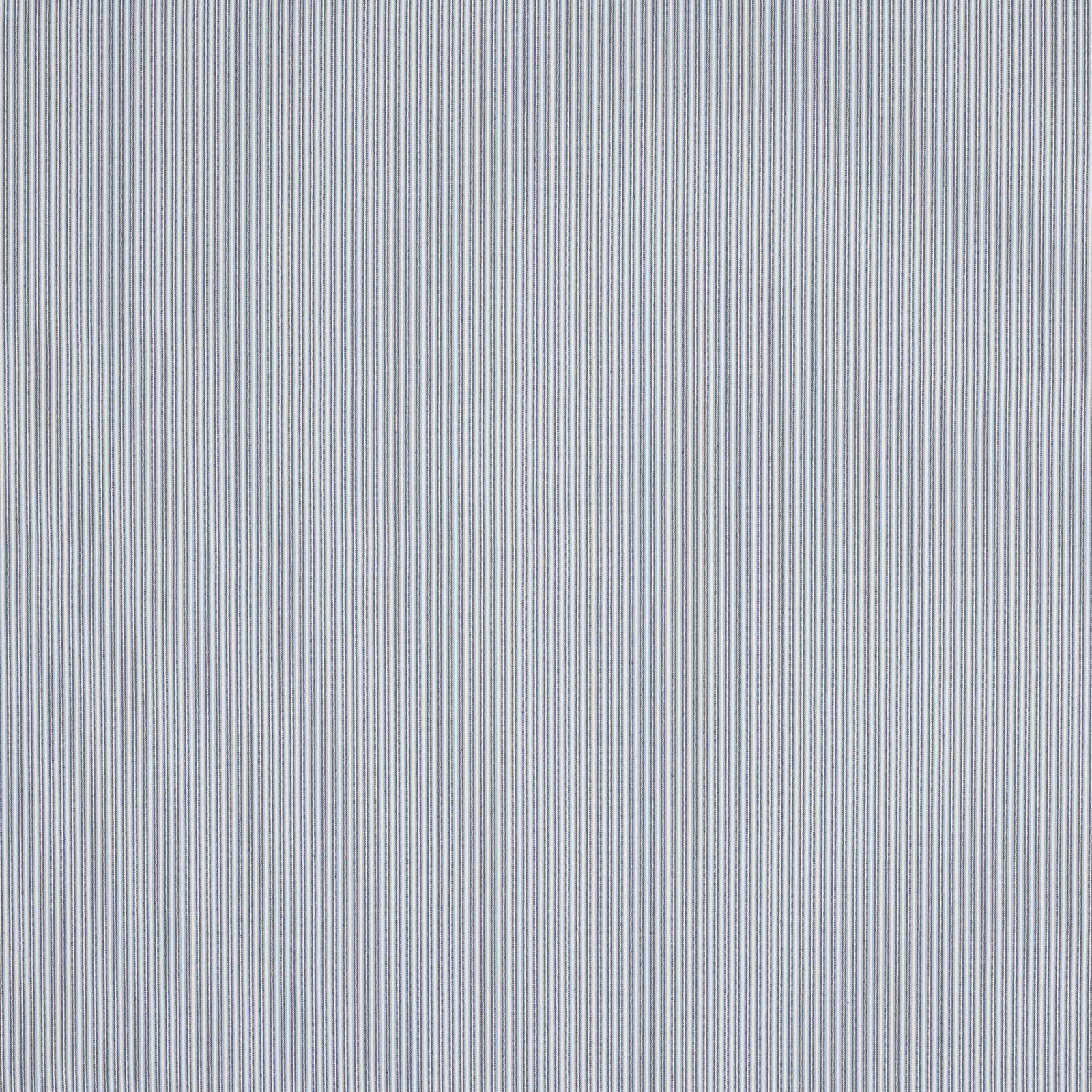 Fine navy vertical pinstripes on a pale ground, tightly woven fabric swatch