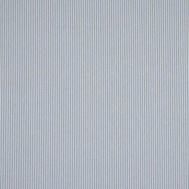 Fine navy vertical pinstripes on a pale ground, tightly woven fabric swatch