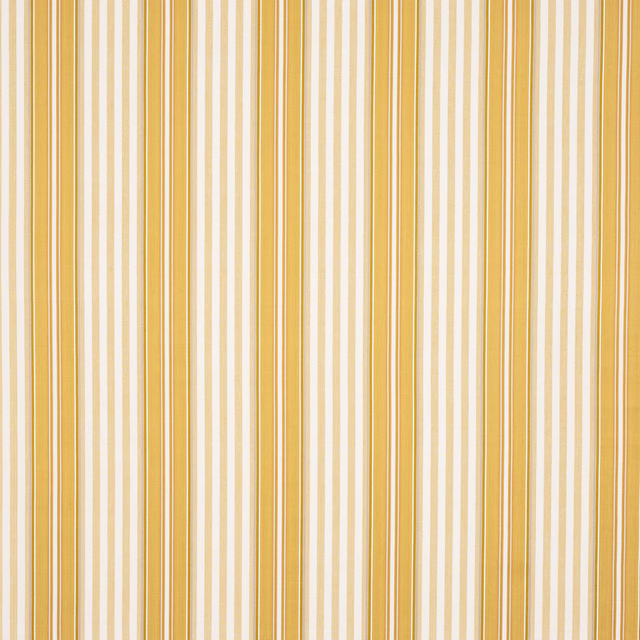 Vertical yellow and cream cotton stripe fabric with narrow and wide bands