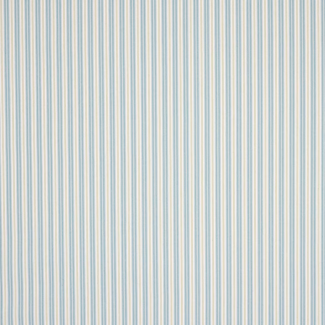 Vertical fine stripe fabric in soft aqua, cream and pale beige