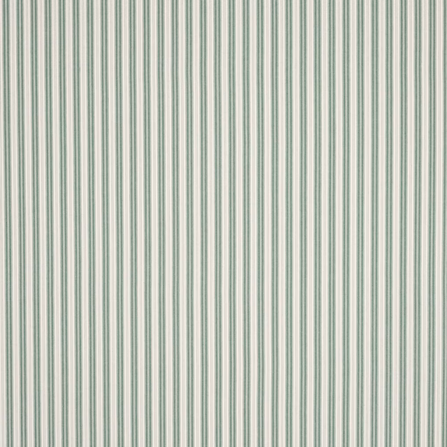Vertical sage green and cream pinstripes on a woven fabric swatch