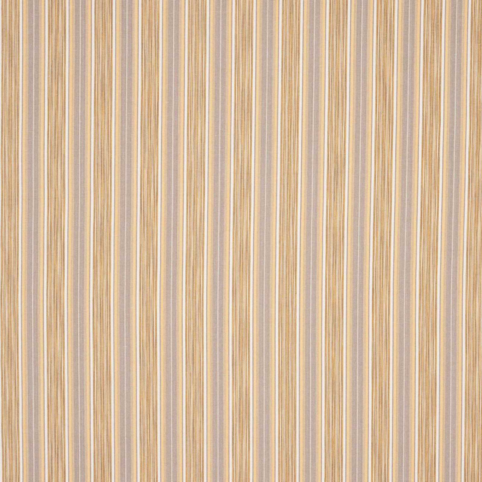 Vertical yellow and neutral pinstripes on a softly textured cotton swatch