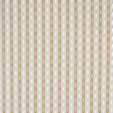 Vertical beige and aqua striped cotton fabric with slender olive accents