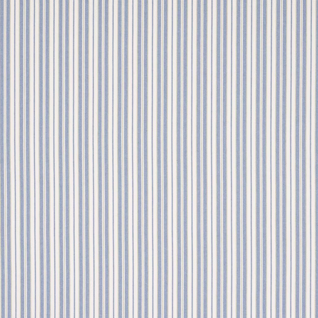 Vertical pale blue and cream pinstripes on a smooth woven fabric swatch