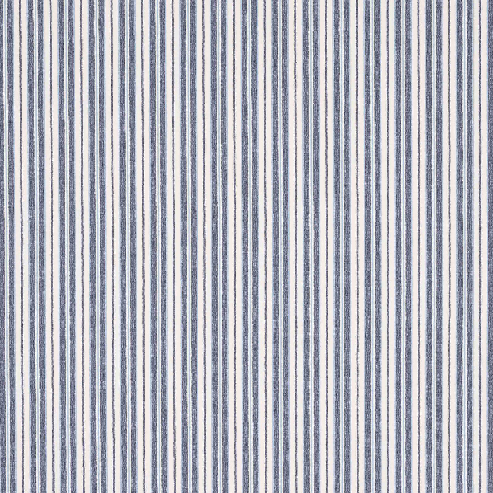 Vertical navy and cream pinstripe fabric swatch with a crisp woven texture
