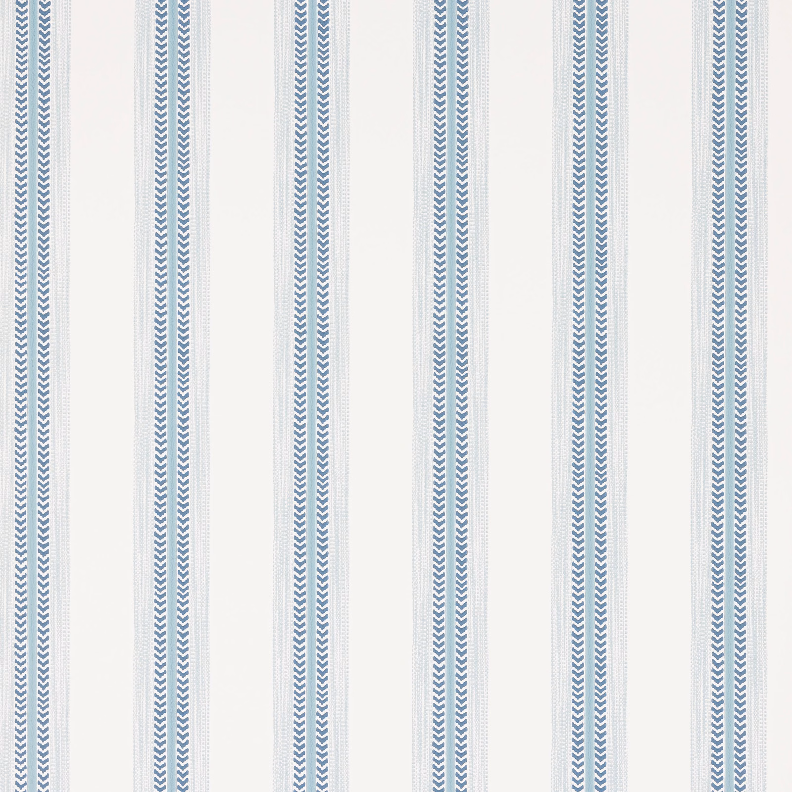 Pale blue chevron stripes and fine dotted lines on a white wallpaper ground