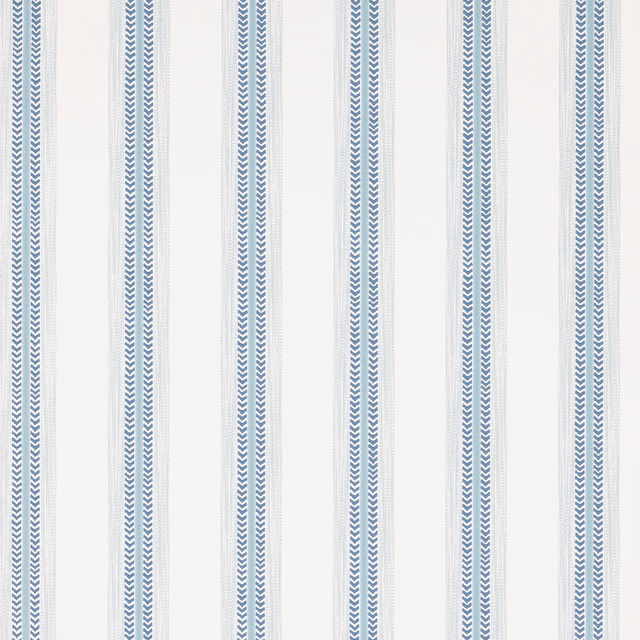 Pale blue chevron stripes and fine dotted lines on a white wallpaper ground