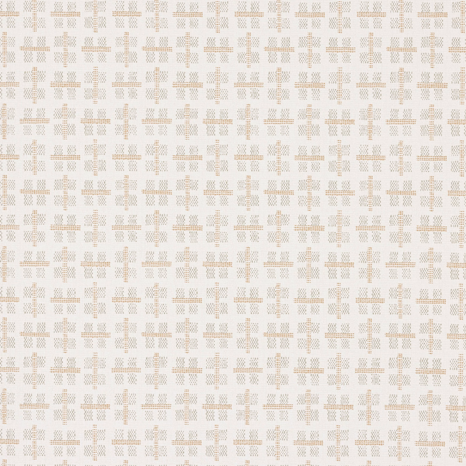 Ivory wallpaper with repeating taupe and pale grey geometric cross motifs