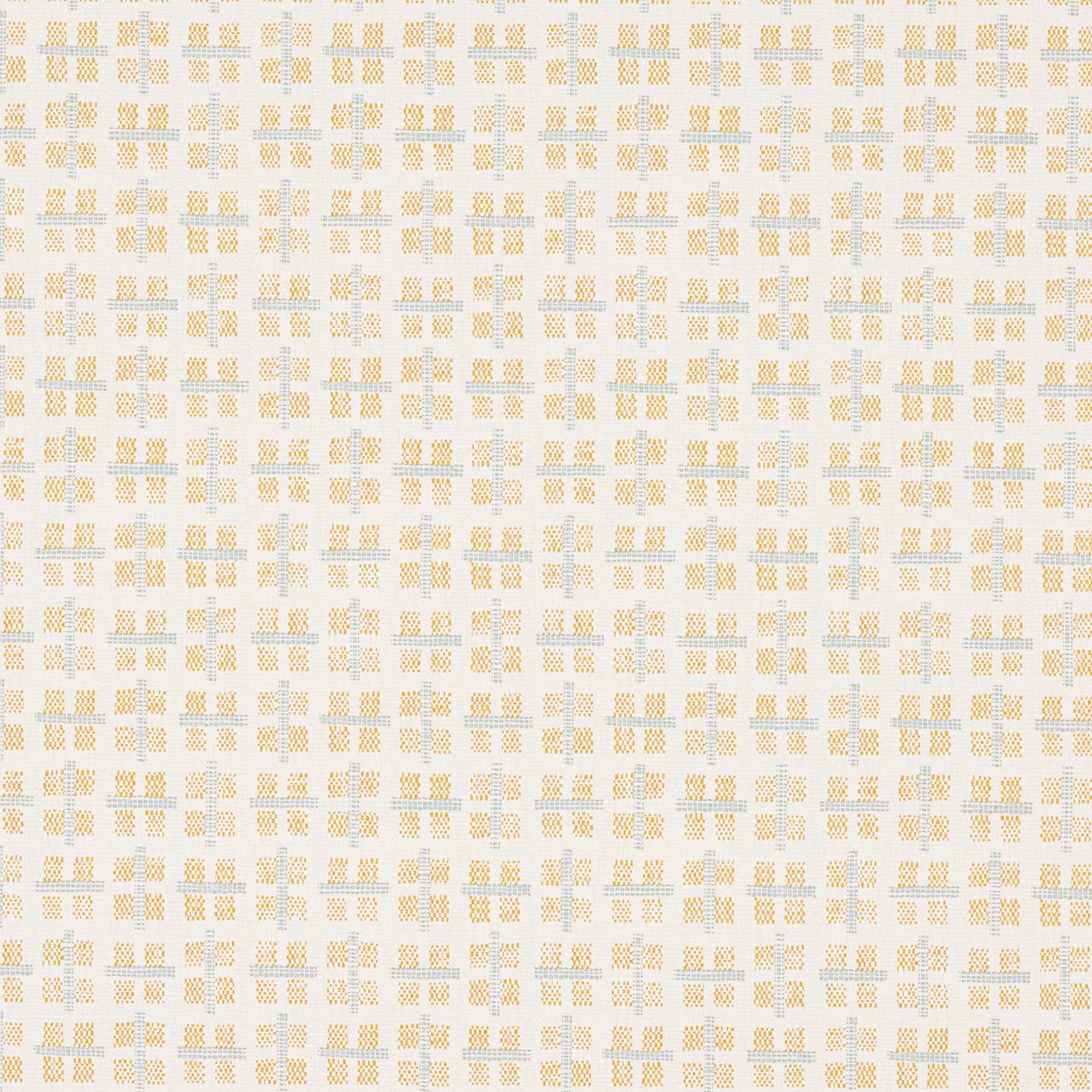 Soft yellow crosshatched checks on an ivory ground with pale blue-grey grid lines