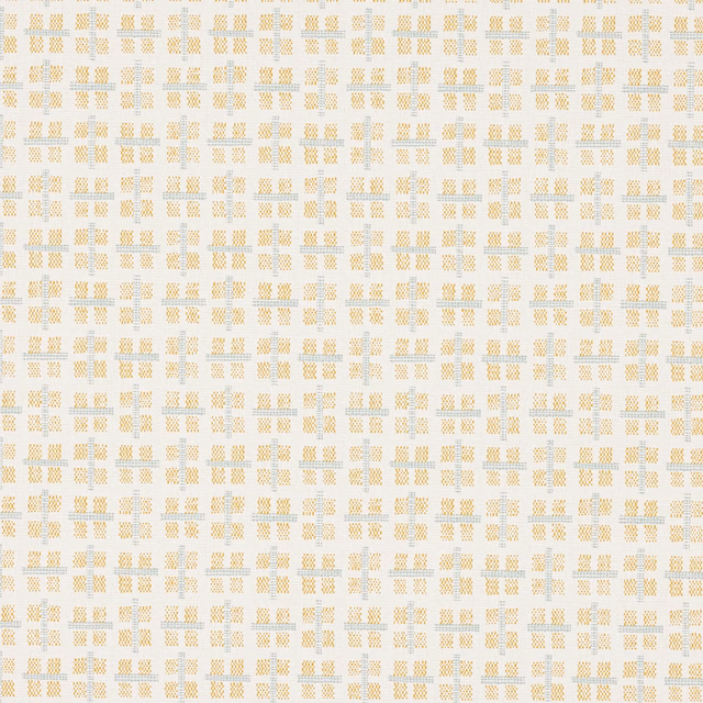 Soft yellow crosshatched checks on an ivory ground with pale blue-grey grid lines
