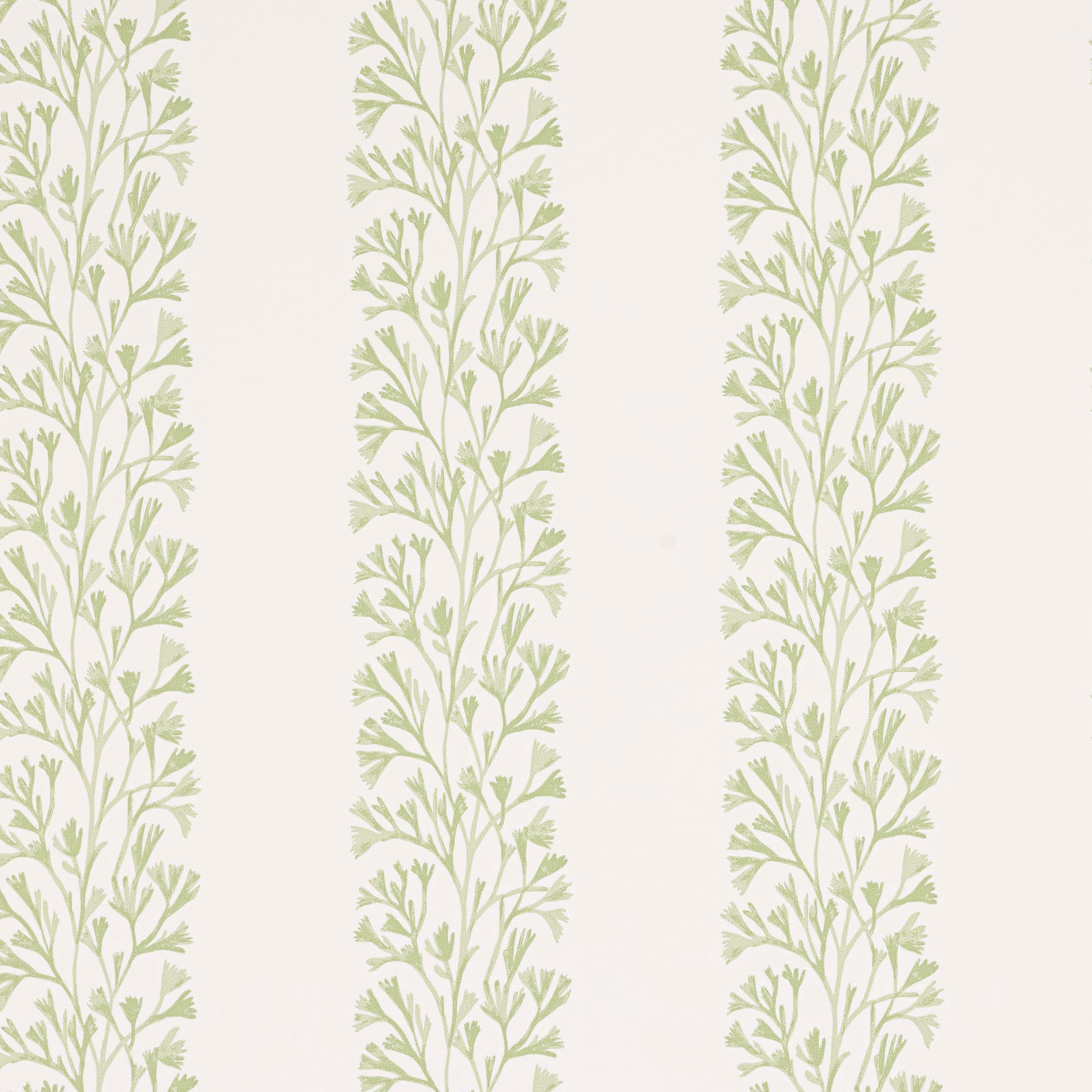 Pale sage leafy botanical columns on a warm ivory wallpaper ground