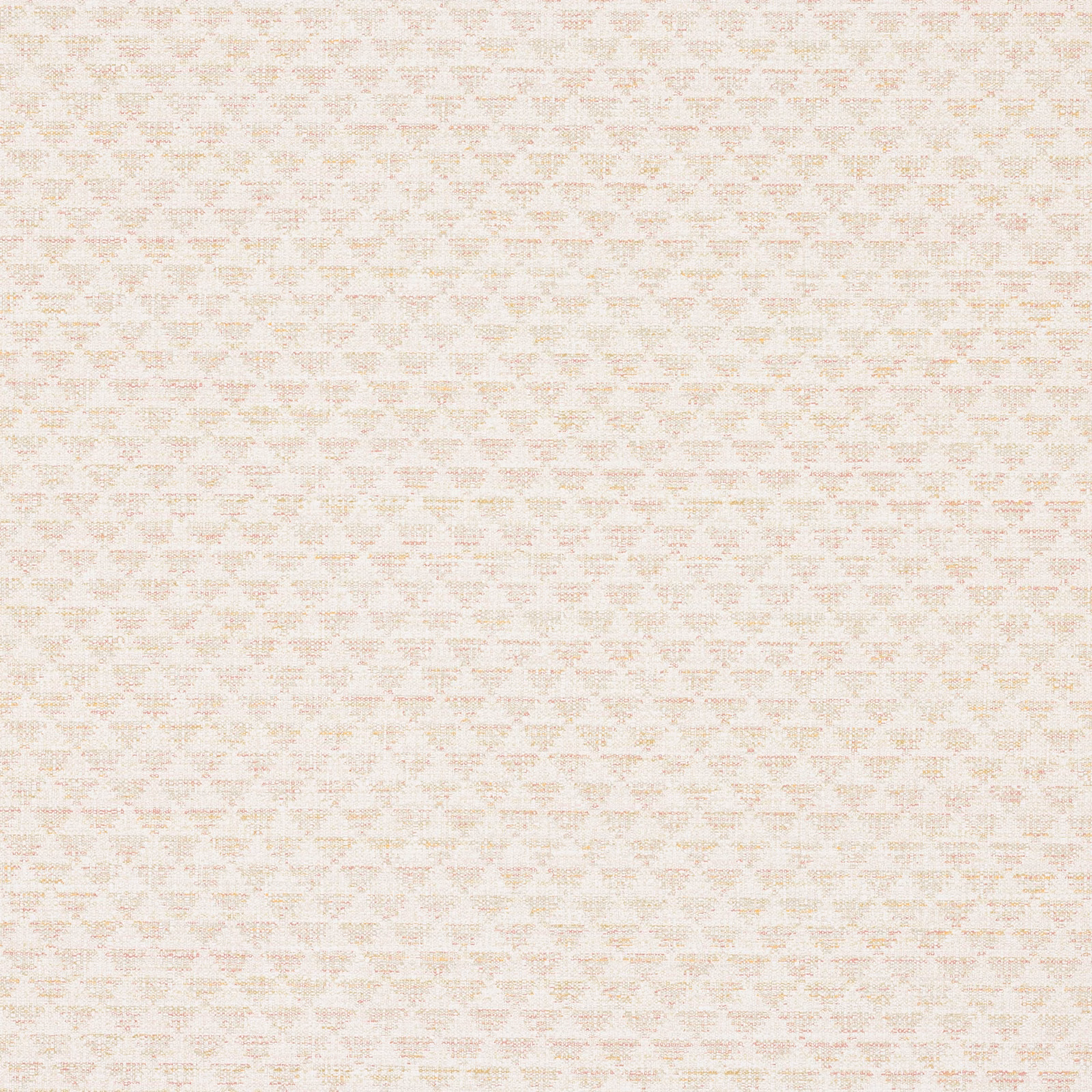 Blush pink geometric motifs repeating across an ivory Malik wallpaper ground