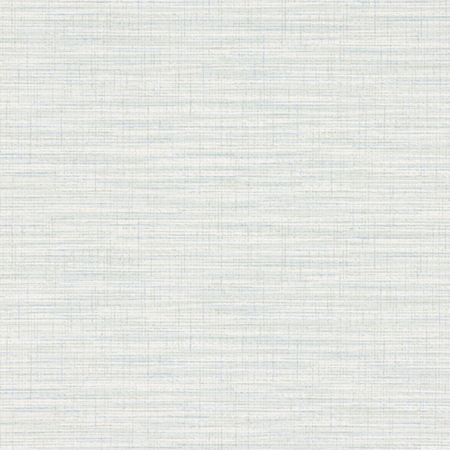 Pale aqua wallpaper with fine blue-grey crosshatched lines and woven texture