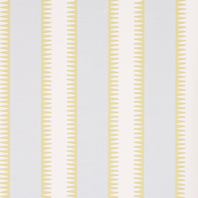Pale aqua and lime vertical wallpaper with repeated pointed edge motifs
