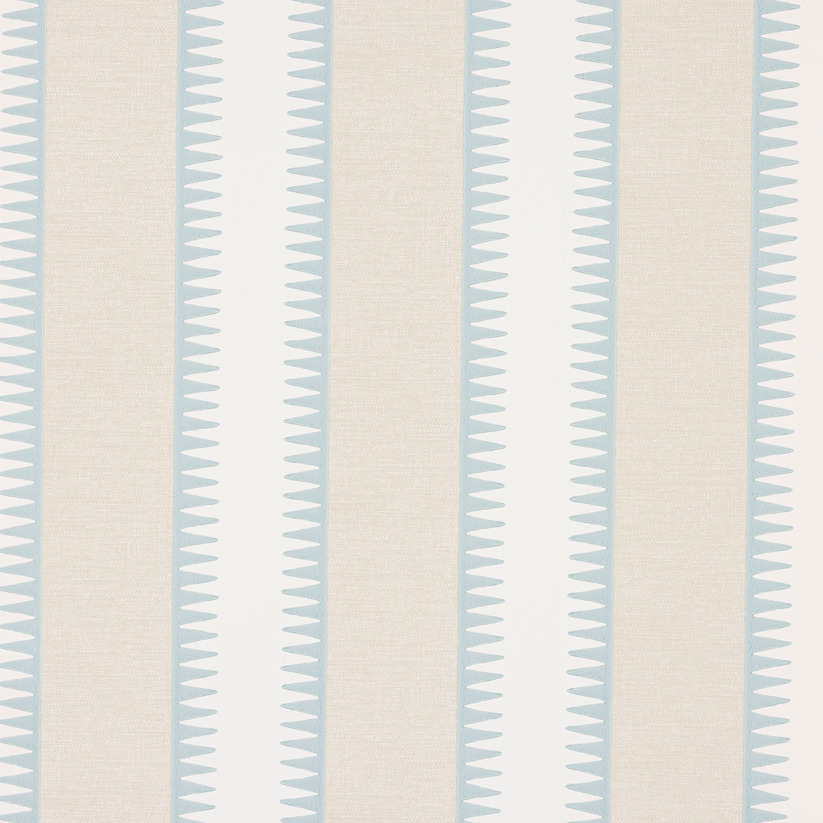 Beige paper wallpaper with pale aqua toothed vertical bands and fine grain