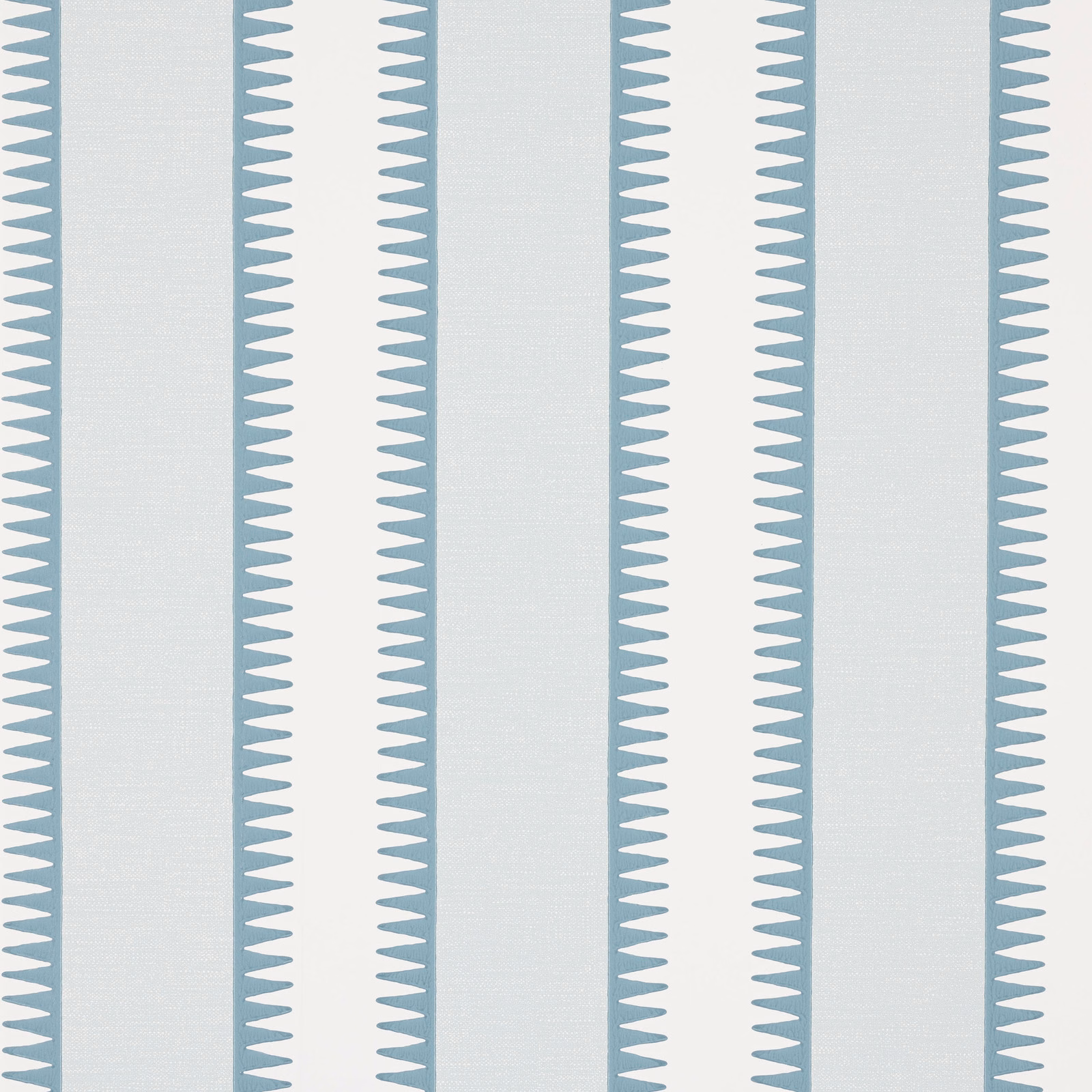 Cool blue vertical bands with pointed zigzag edges on a pale ivory ground