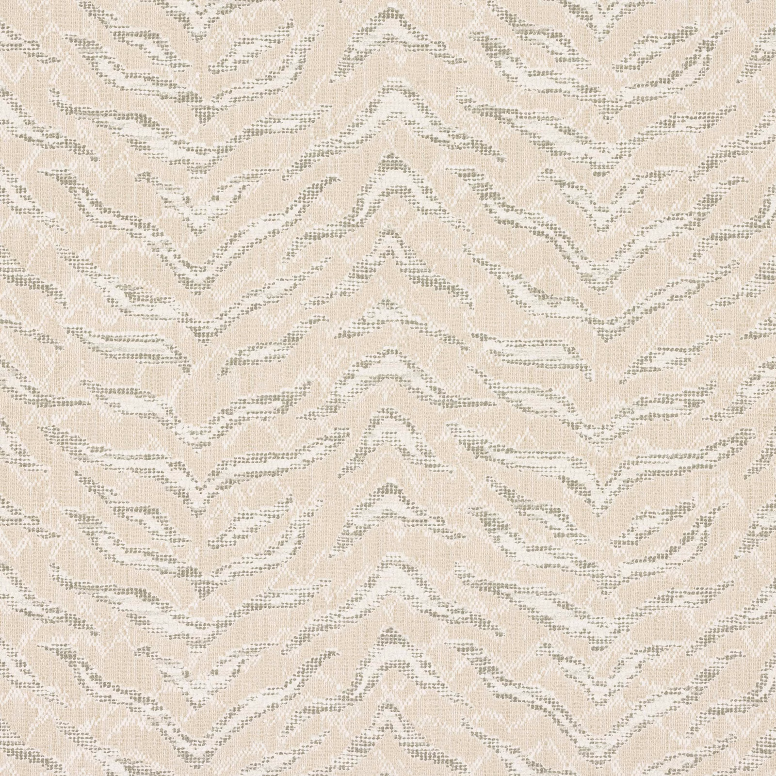 Warm beige wallpaper with broken charcoal chevrons and a softly pixelated surface