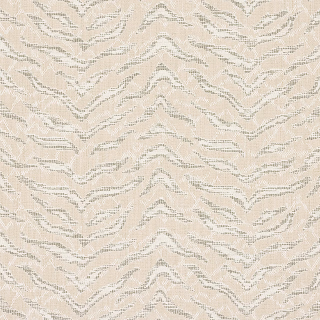 Warm beige wallpaper with broken charcoal chevrons and a softly pixelated surface