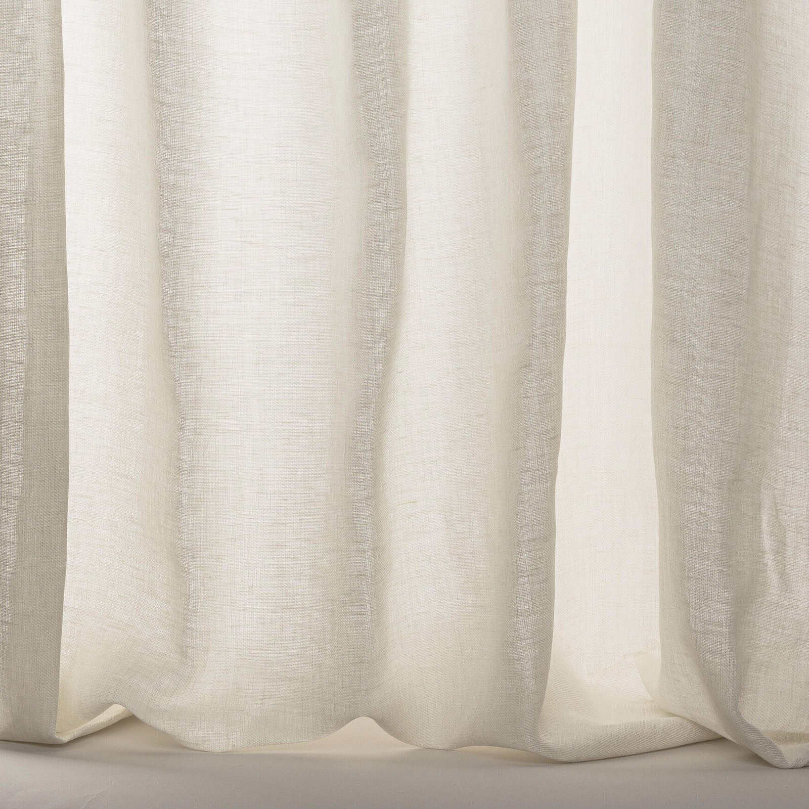 Soft dove-cream sheer curtain fabric with fine natural slub texture