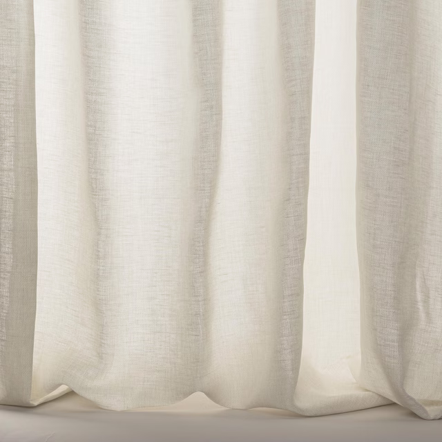 Soft dove-cream sheer curtain fabric with fine natural slub texture